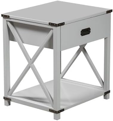 Modern Grey End Table with Storage Drawer