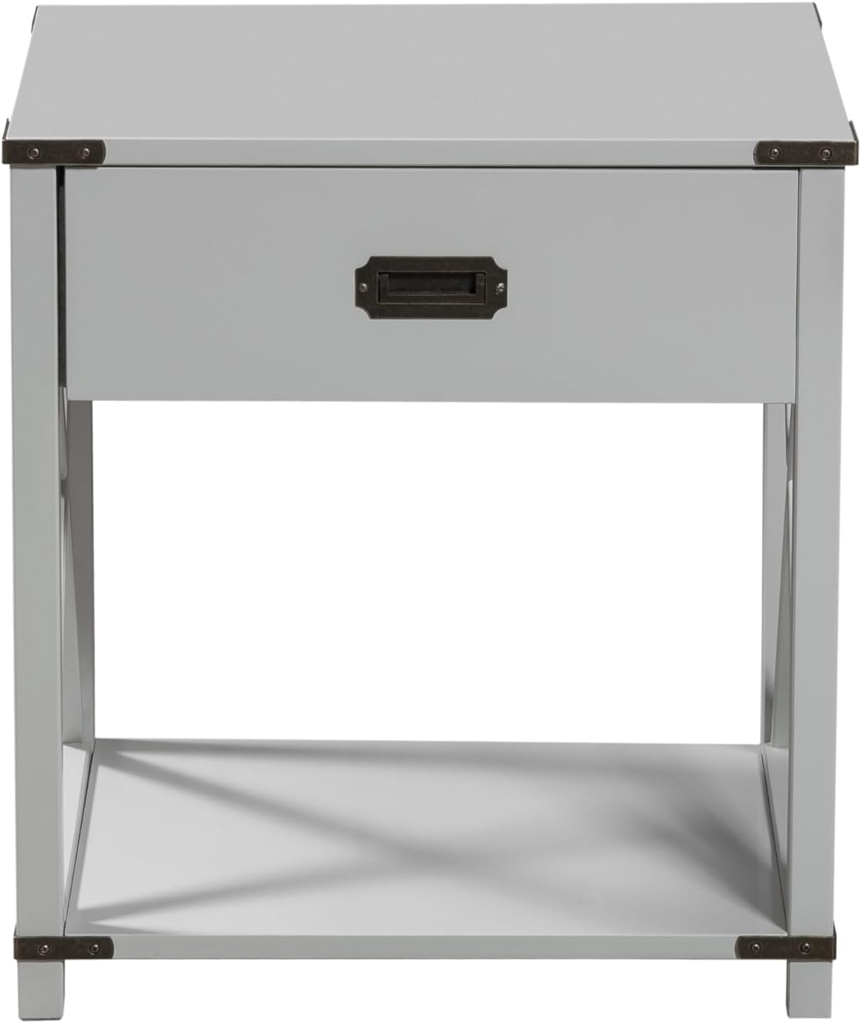 Modern Grey End Table with Storage Drawer
