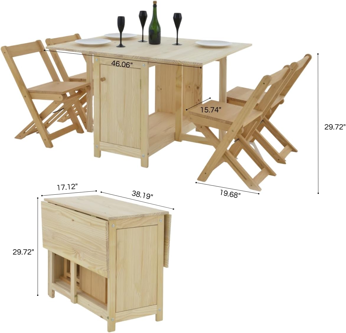 Folding Dining Table & Chair Set