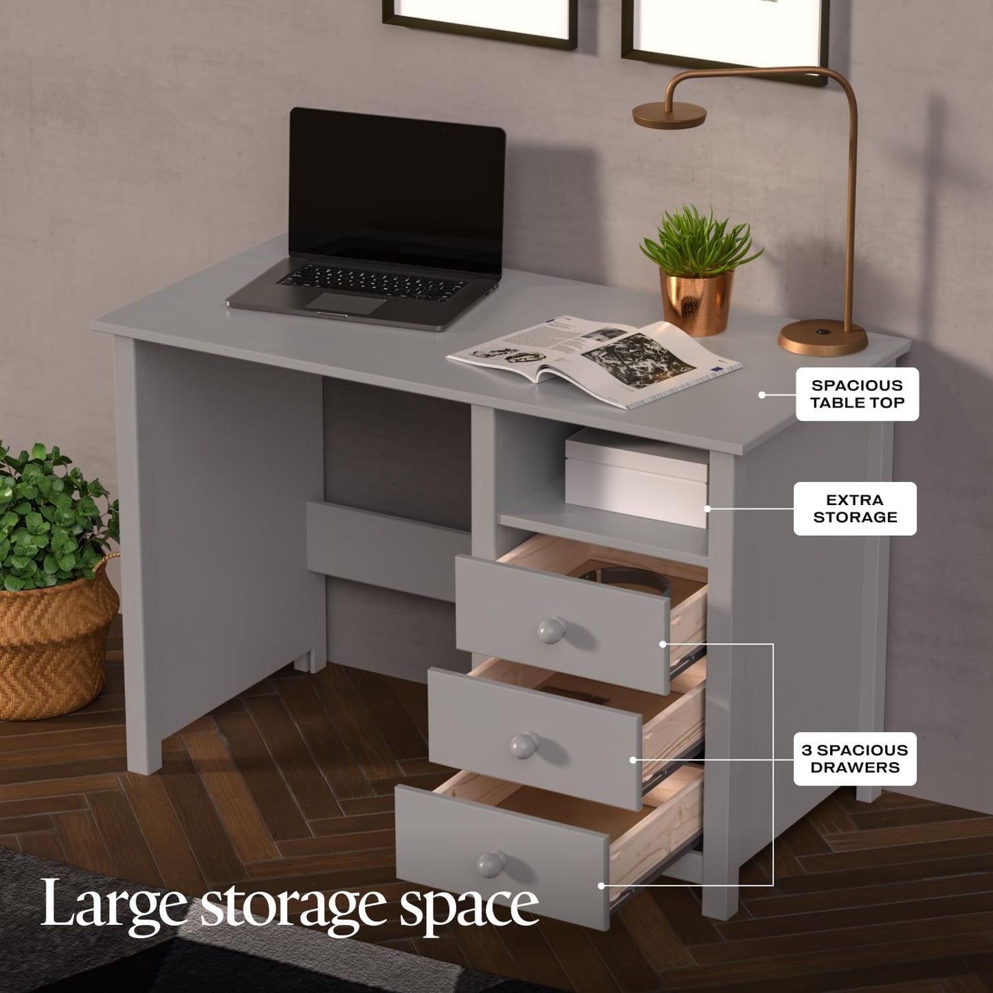 Solid Wood Desk with Drawer