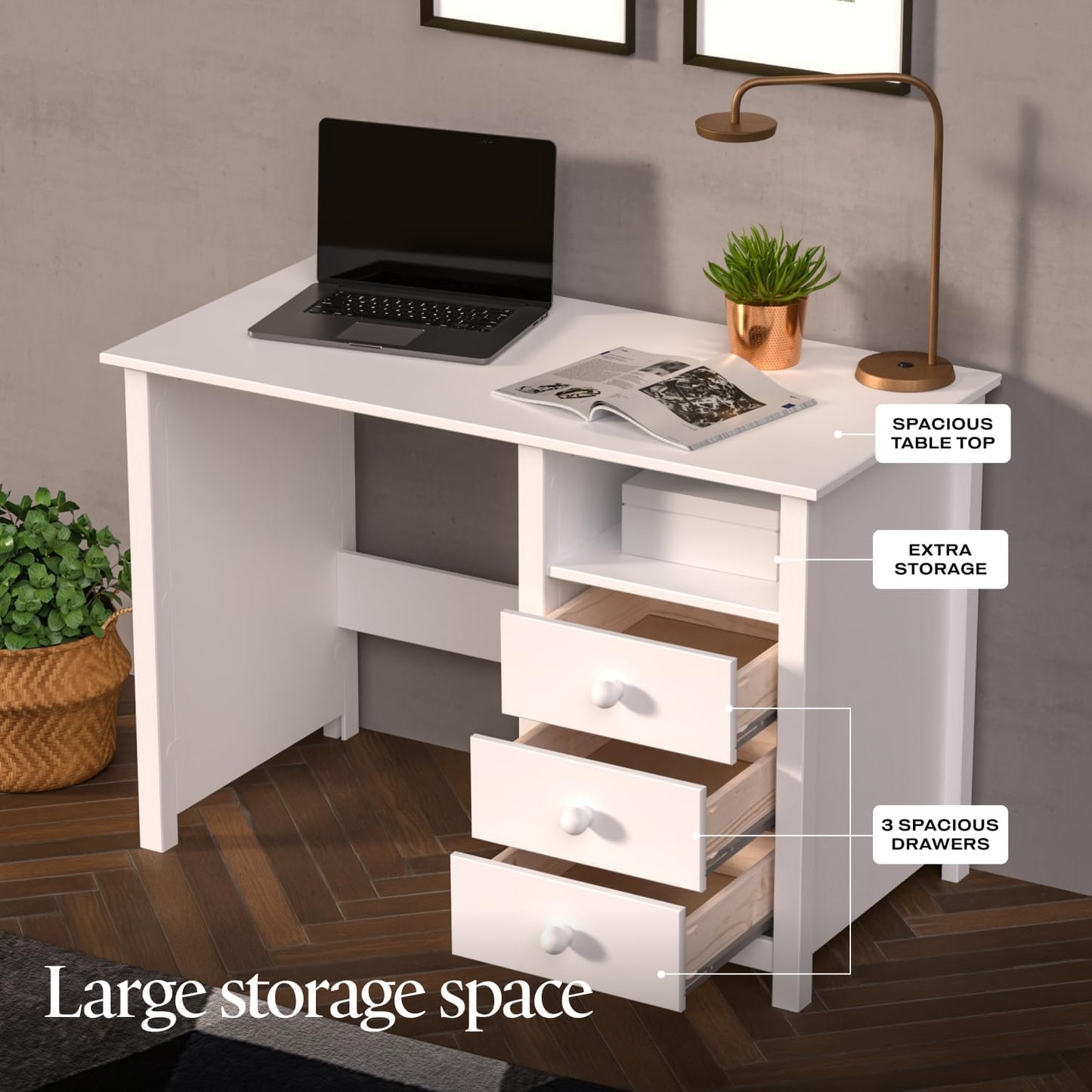 Solid Wood Desk with Drawer