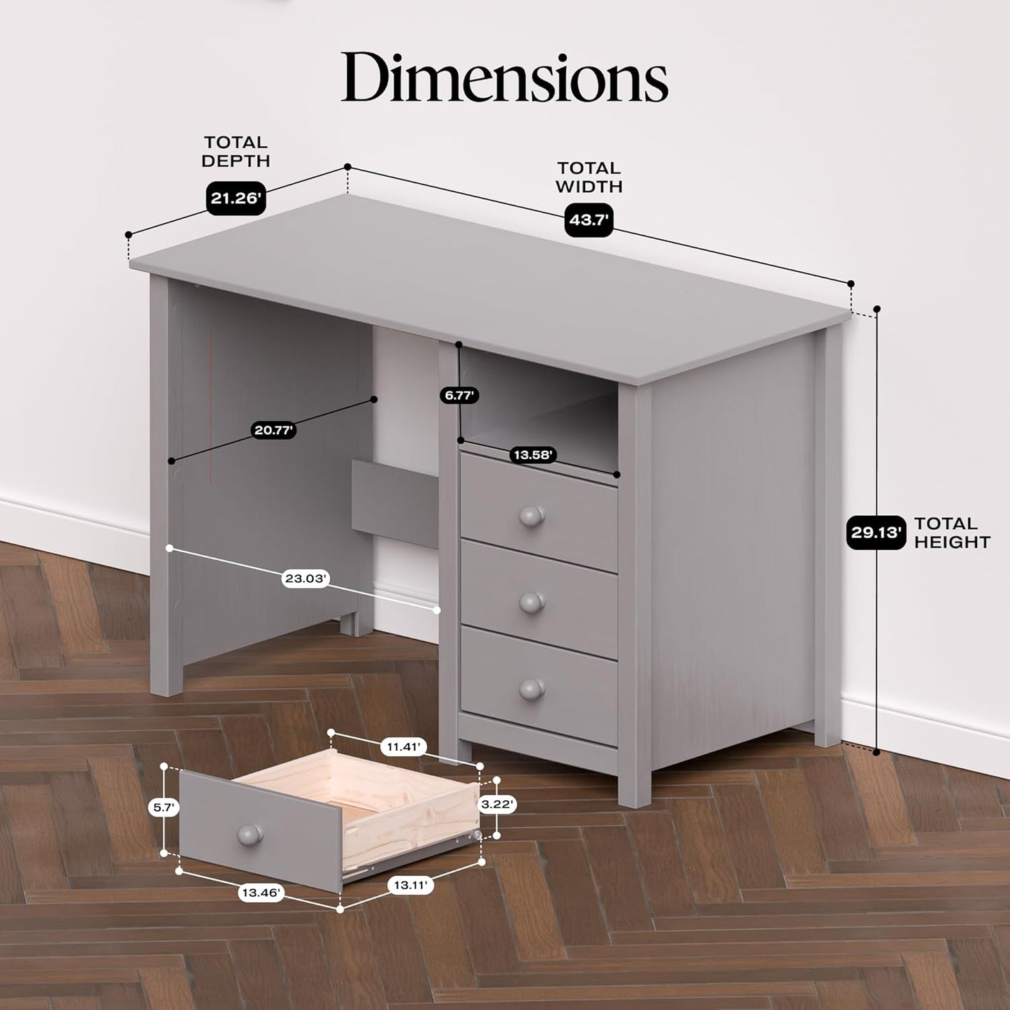Solid Wood Desk with Drawer
