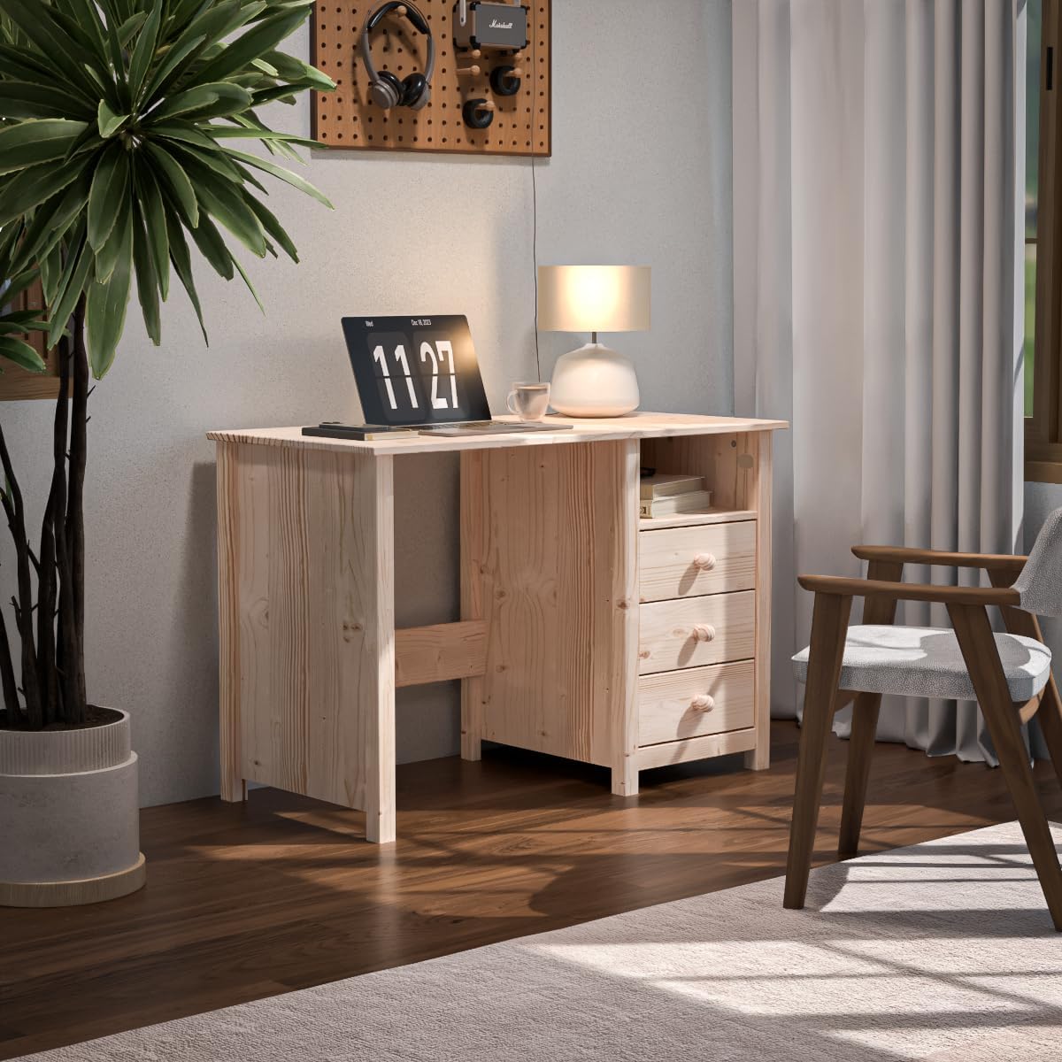 Solid Wood Desk with Drawer