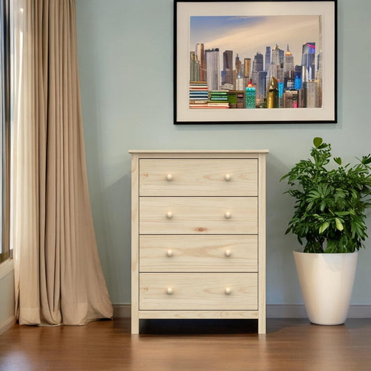 Solid Wood 4-Drawer Dresser
