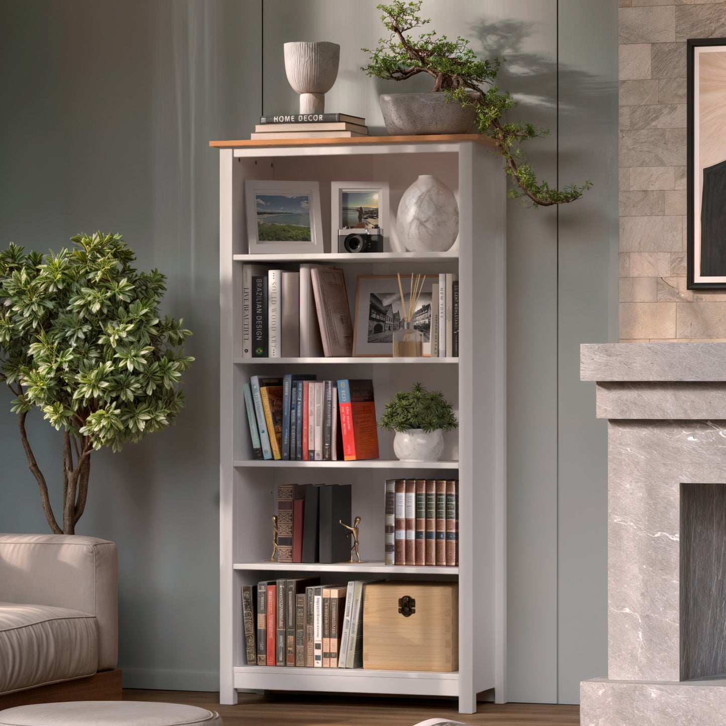 Solid Pine Wood Bookcase