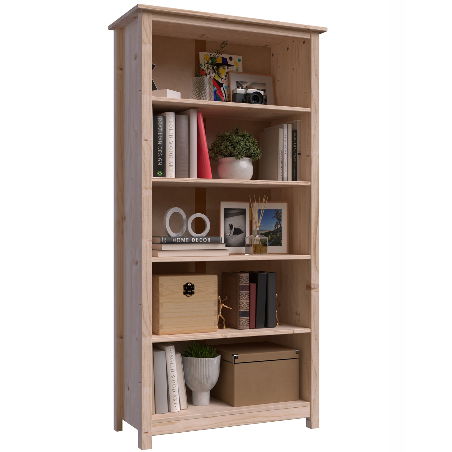 Solid Pine Wood Bookcase