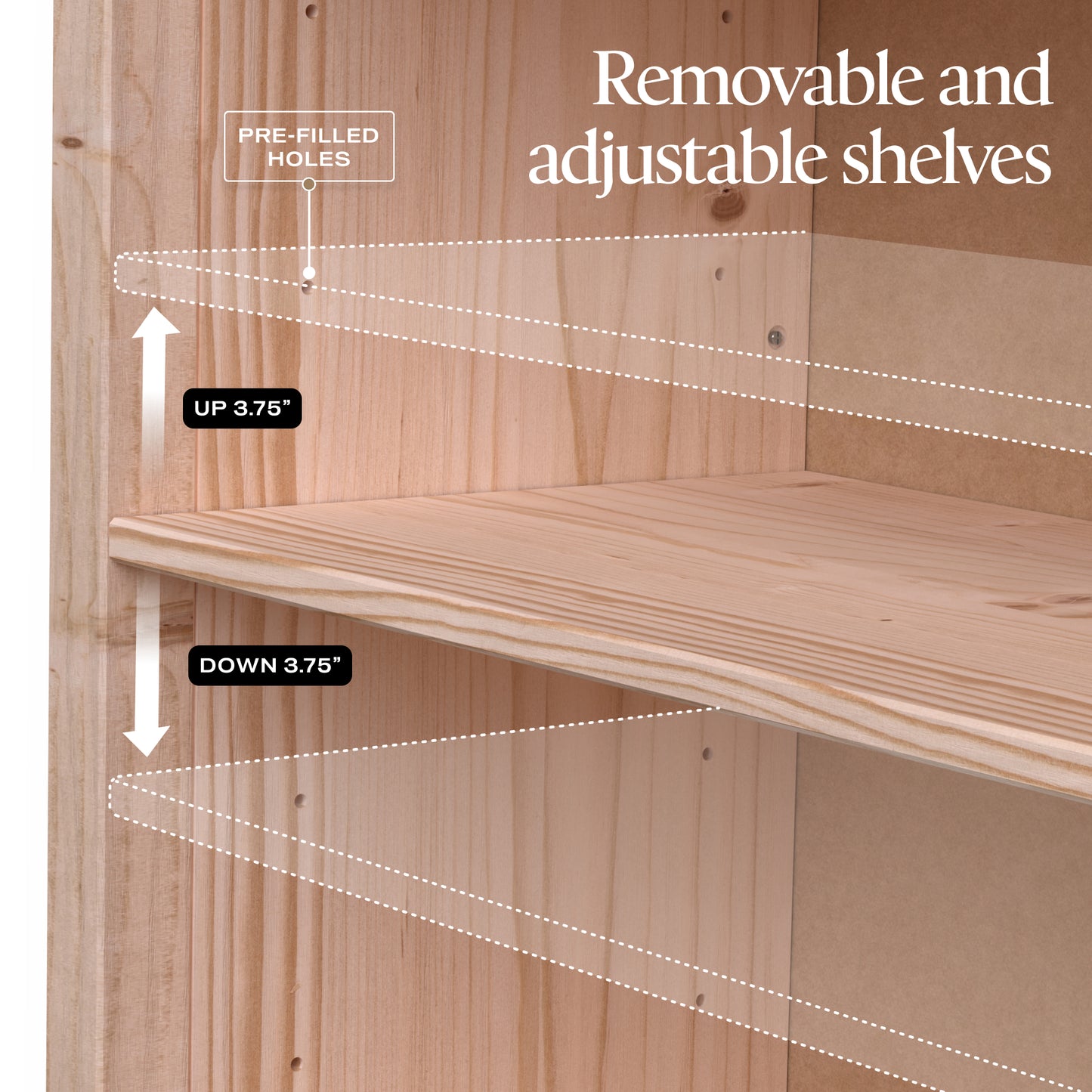 Solid Pine Wood Bookcase