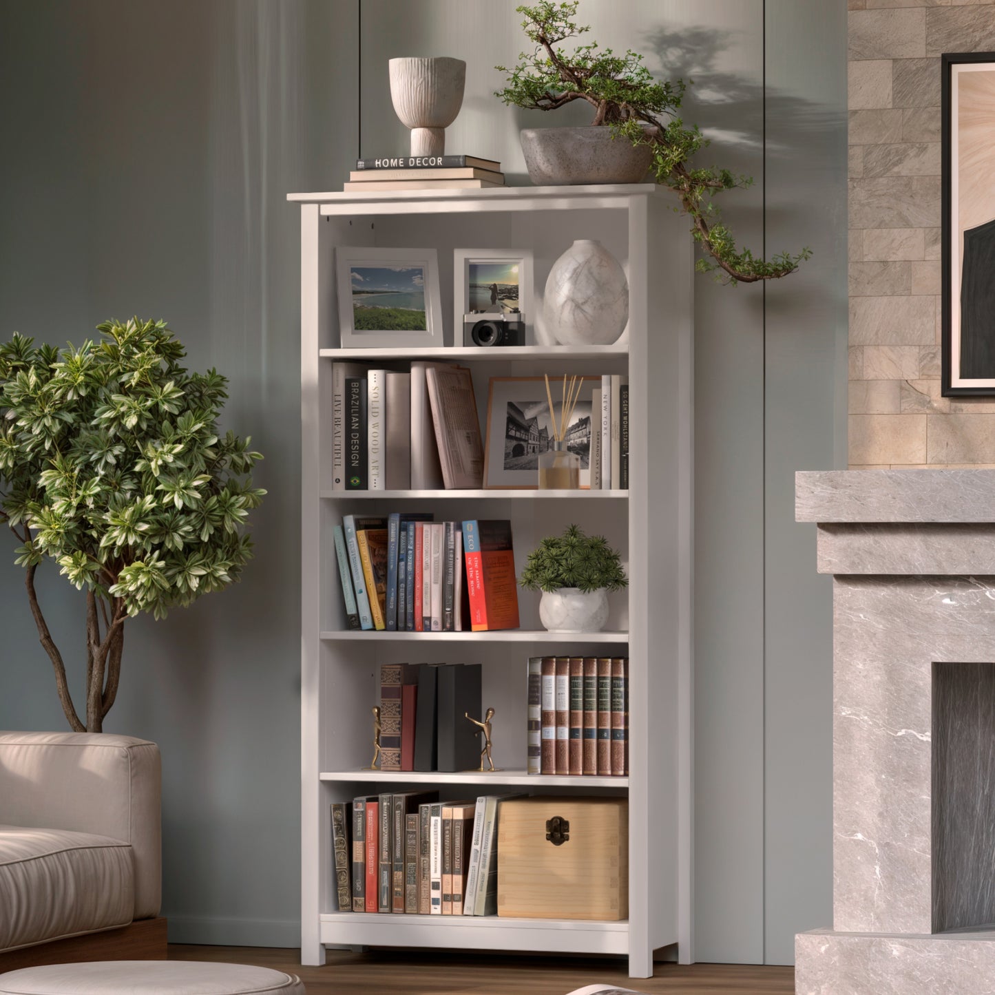 Solid Pine Wood Bookcase
