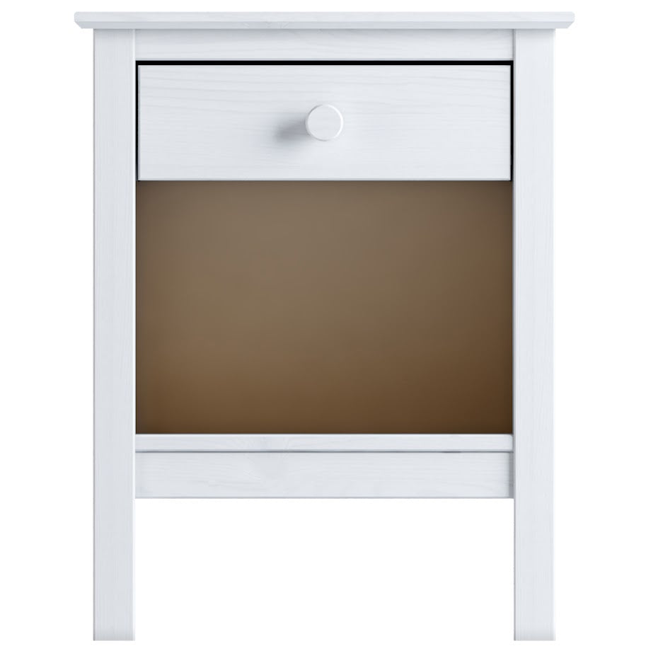 Nightstand Table 1 Drawer Solid Wood White