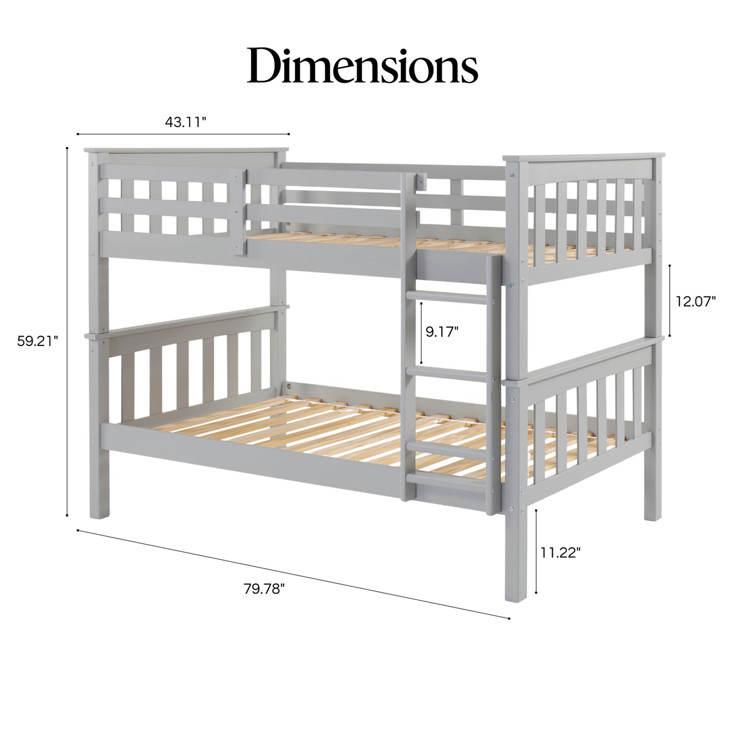 Twin Over Twin Solid Wood Bunk Bed