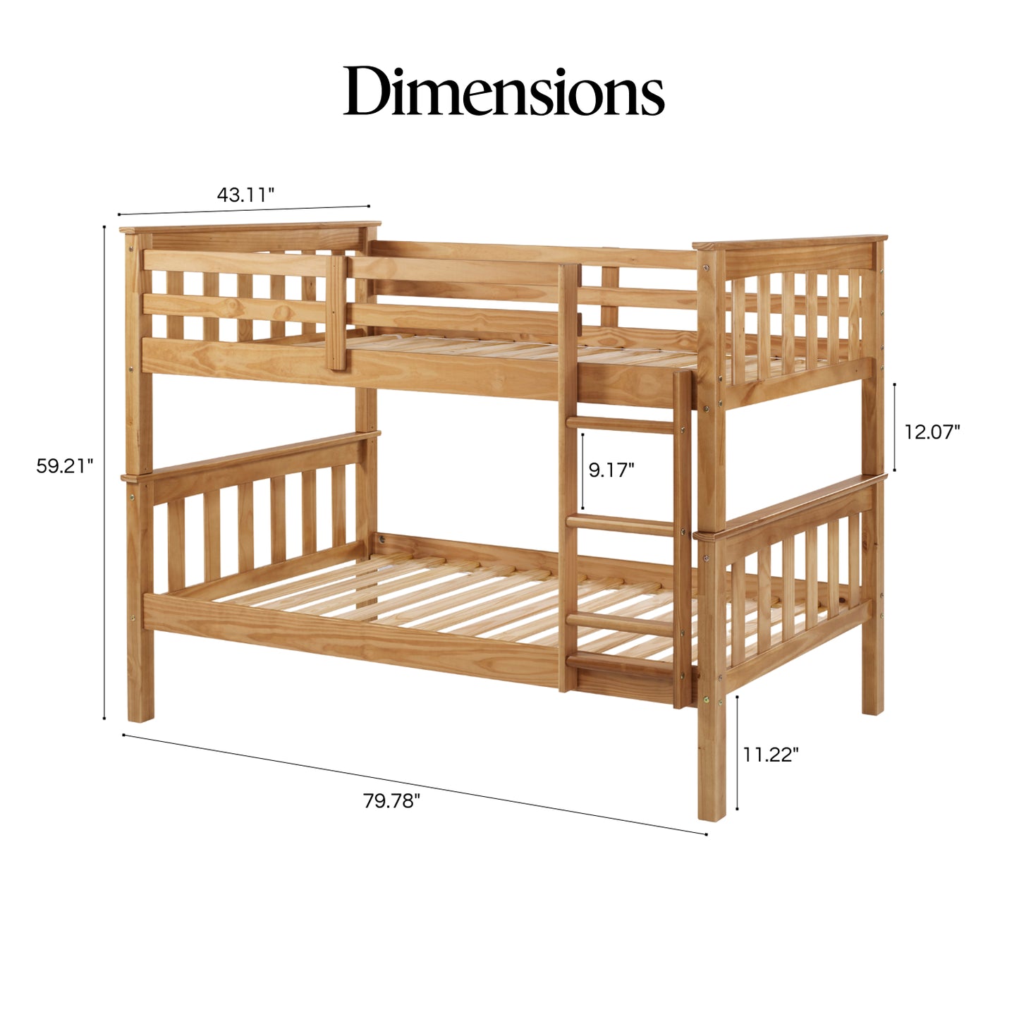 Twin Over Twin Solid Wood Bunk Bed