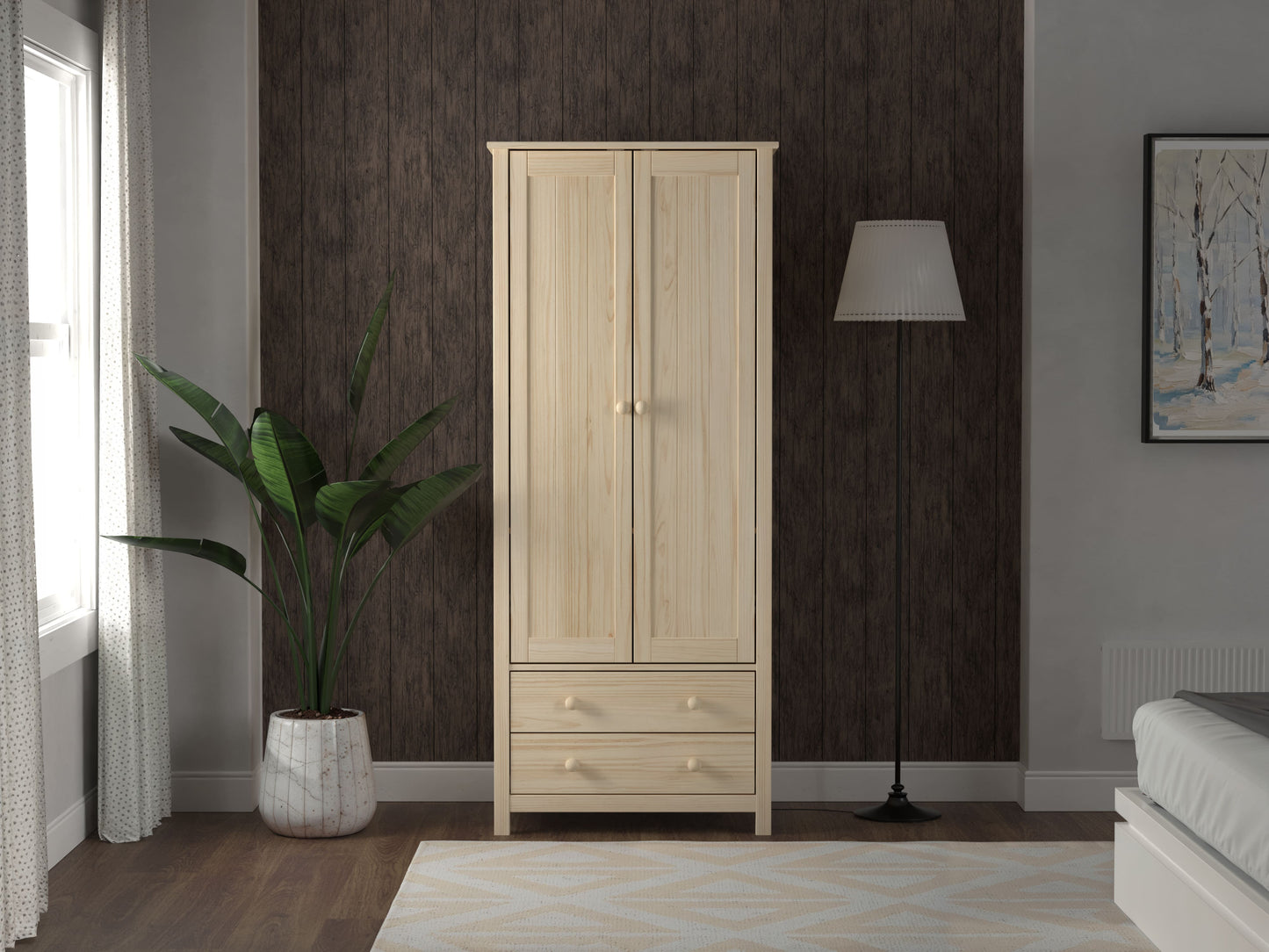 Wardrobe 2 Door and 2 Dresser Unfinished