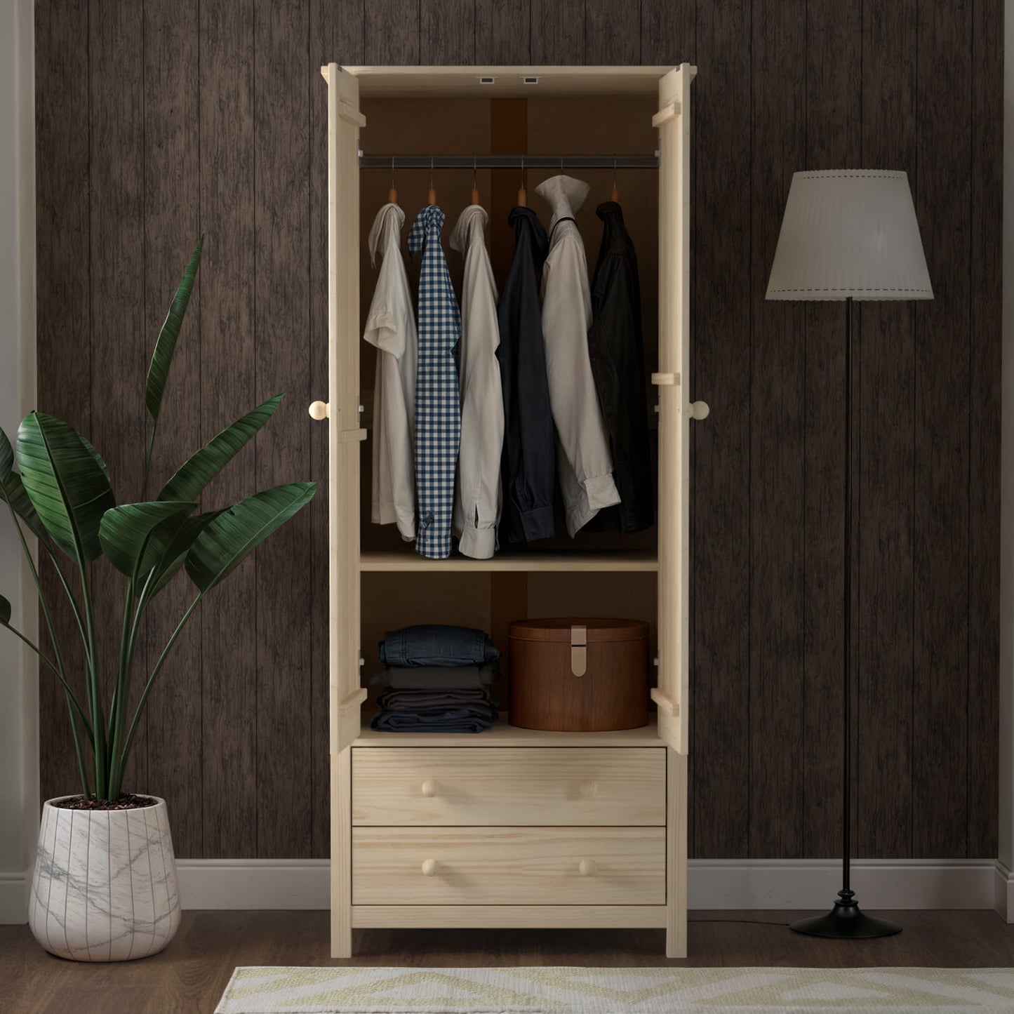 Wardrobe 2 Door and 2 Dresser Unfinished