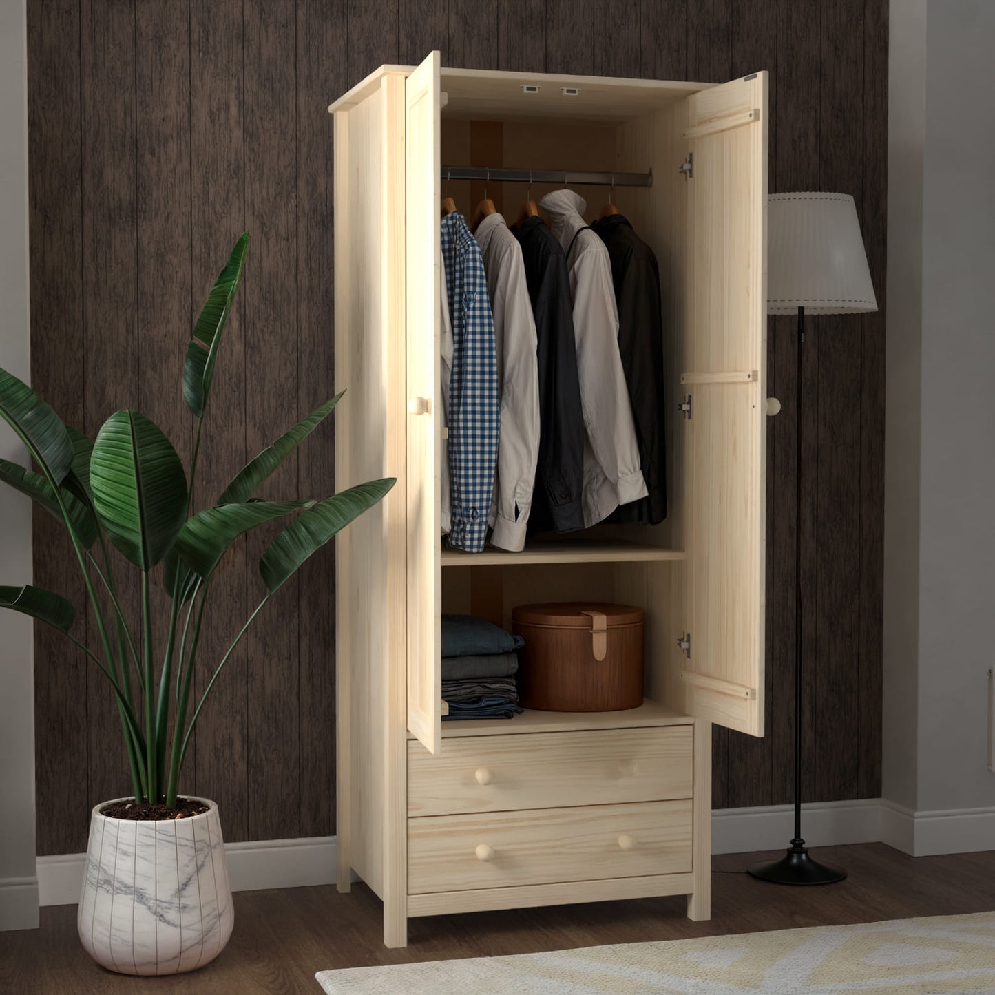 Wardrobe 2 Door and 2 Dresser Unfinished