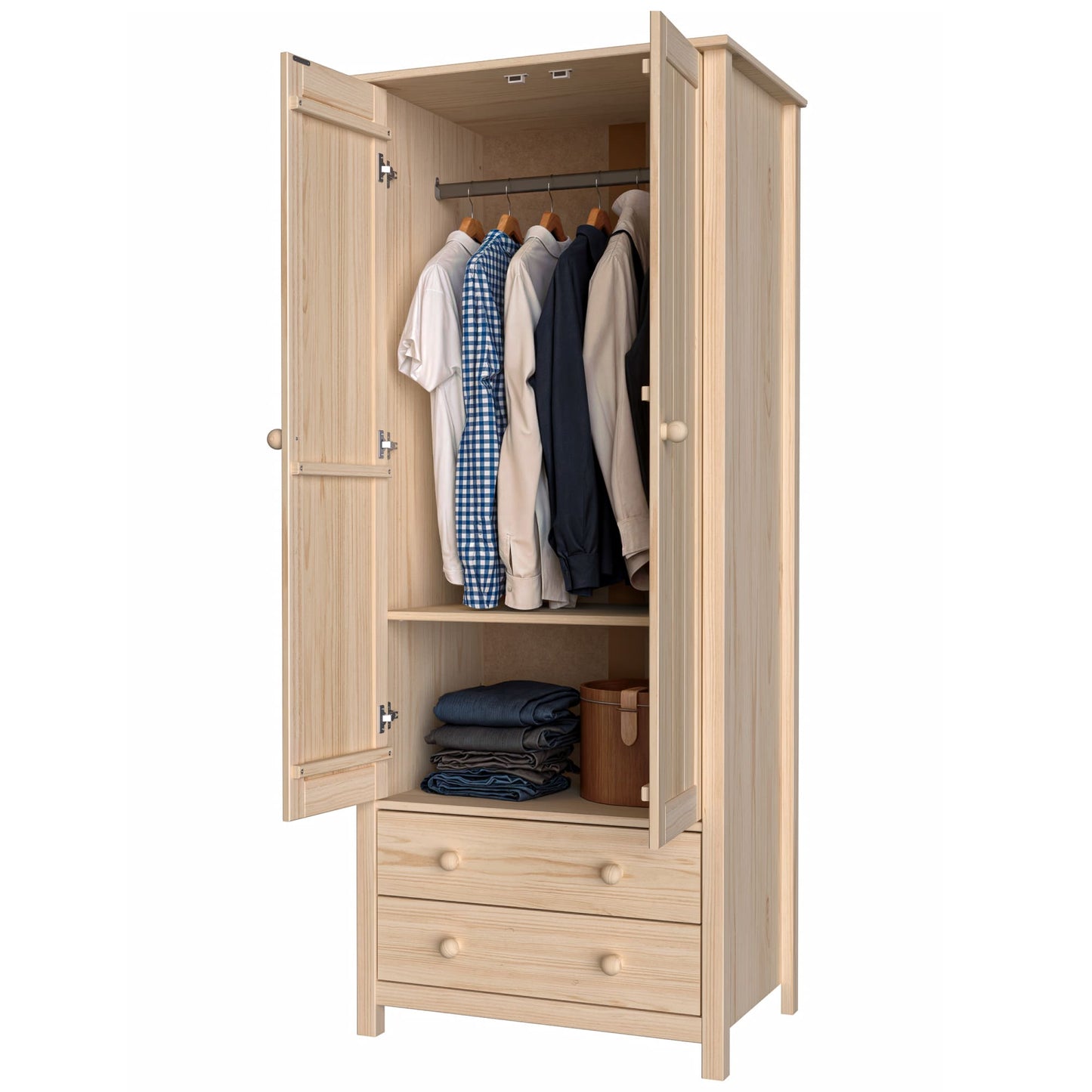 Wardrobe 2 Door and 2 Dresser Unfinished