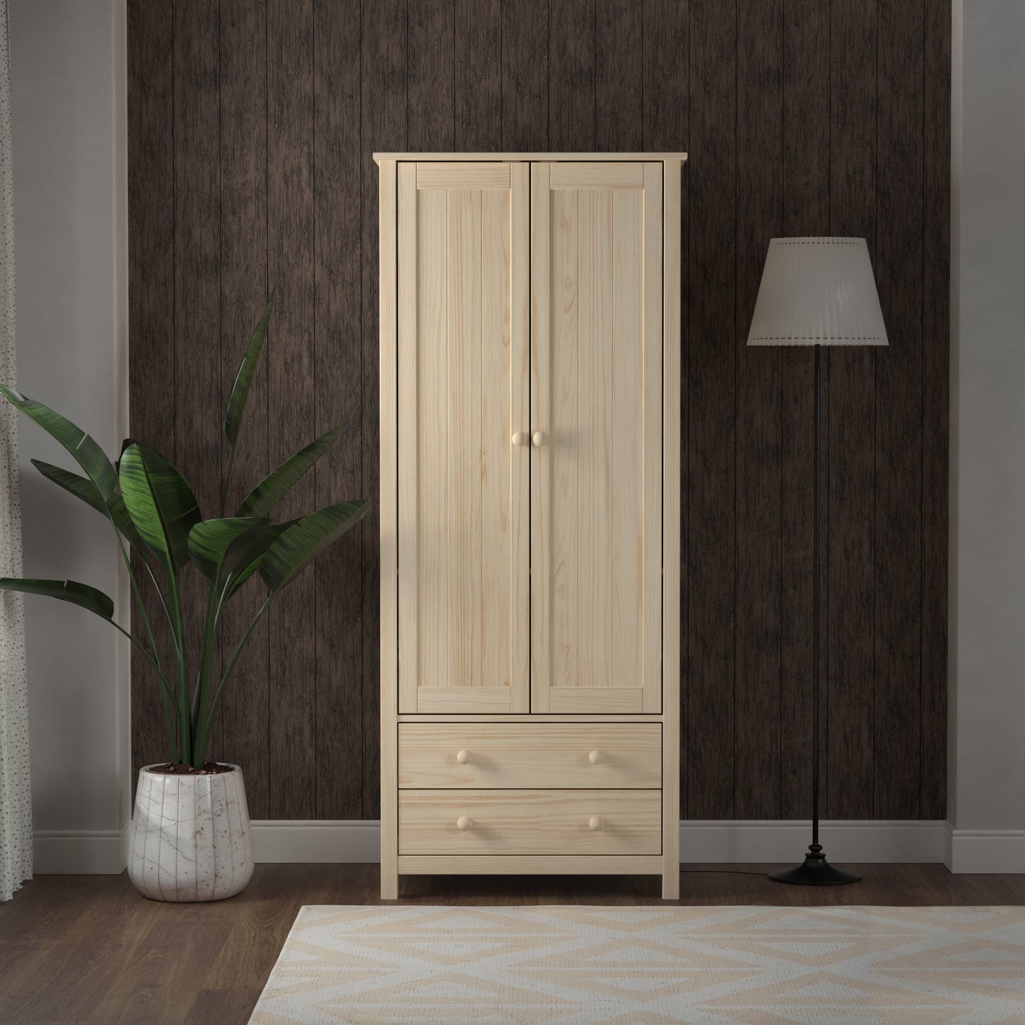Wardrobe 2 Door and 2 Dresser Unfinished