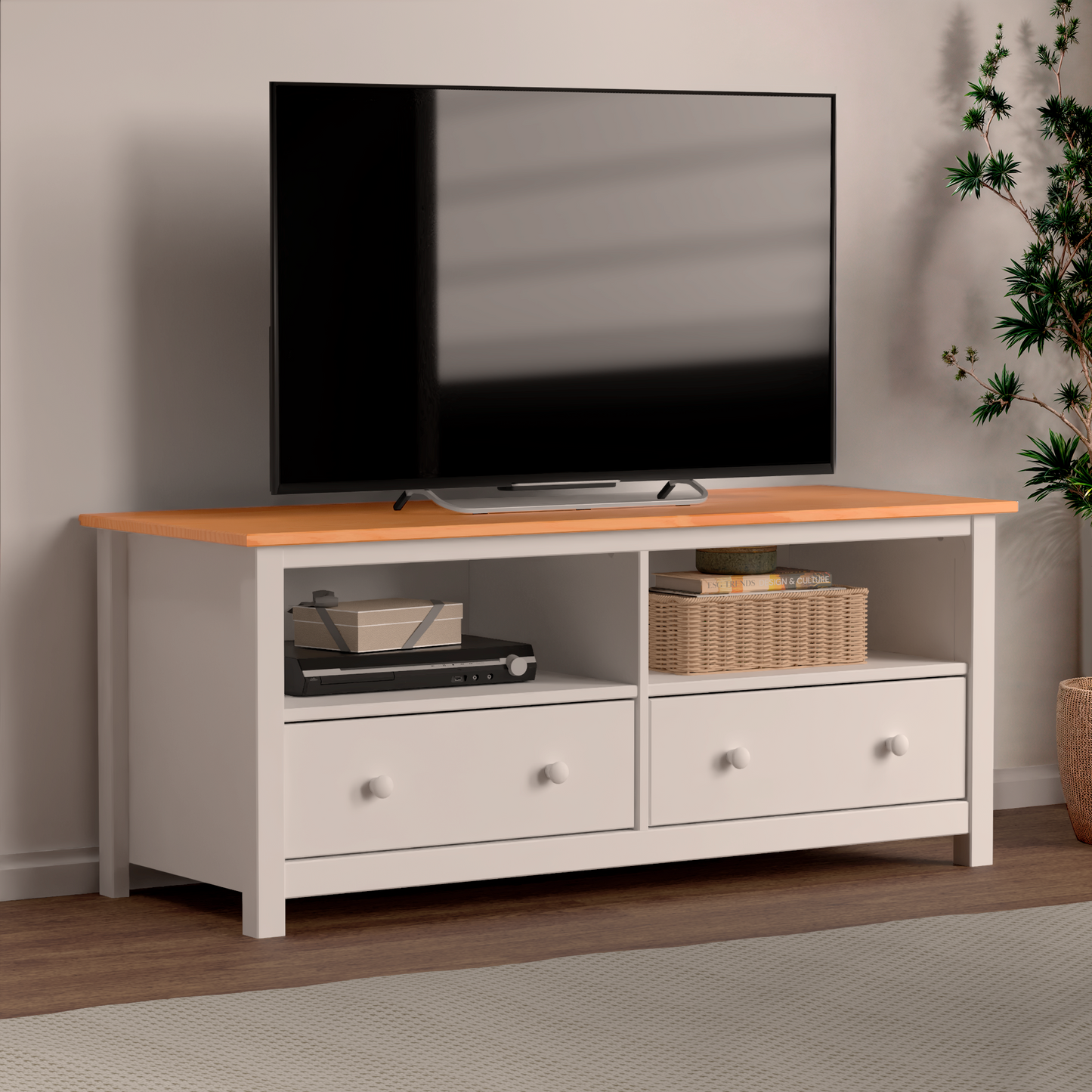 Handcrafted Solid Oak TV Stand Entertainment Center