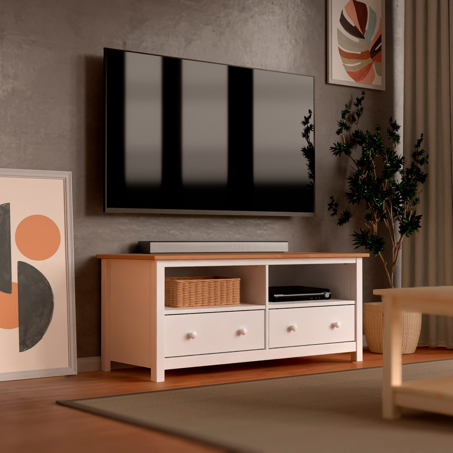 Handcrafted Solid Oak TV Stand Entertainment Center