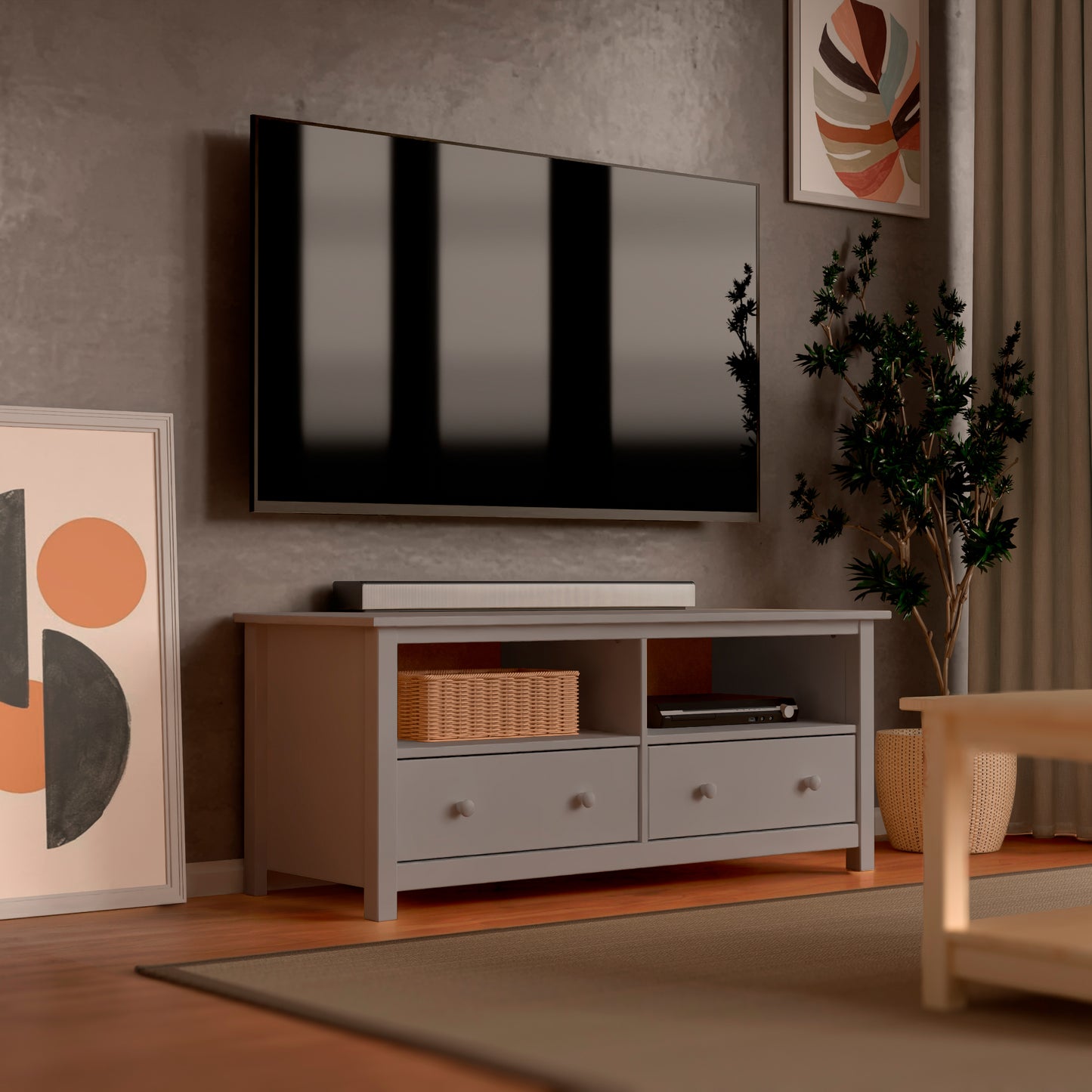 Handcrafted Solid Oak TV Stand Entertainment Center