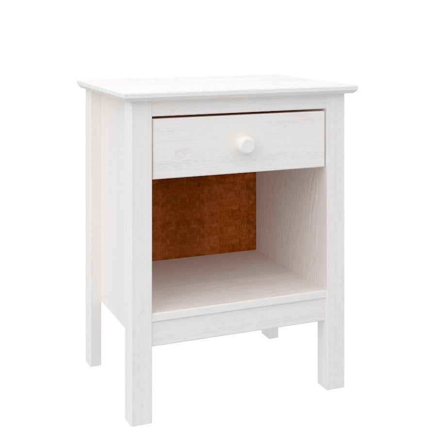 Nightstand Table 1 Drawer Solid Wood White