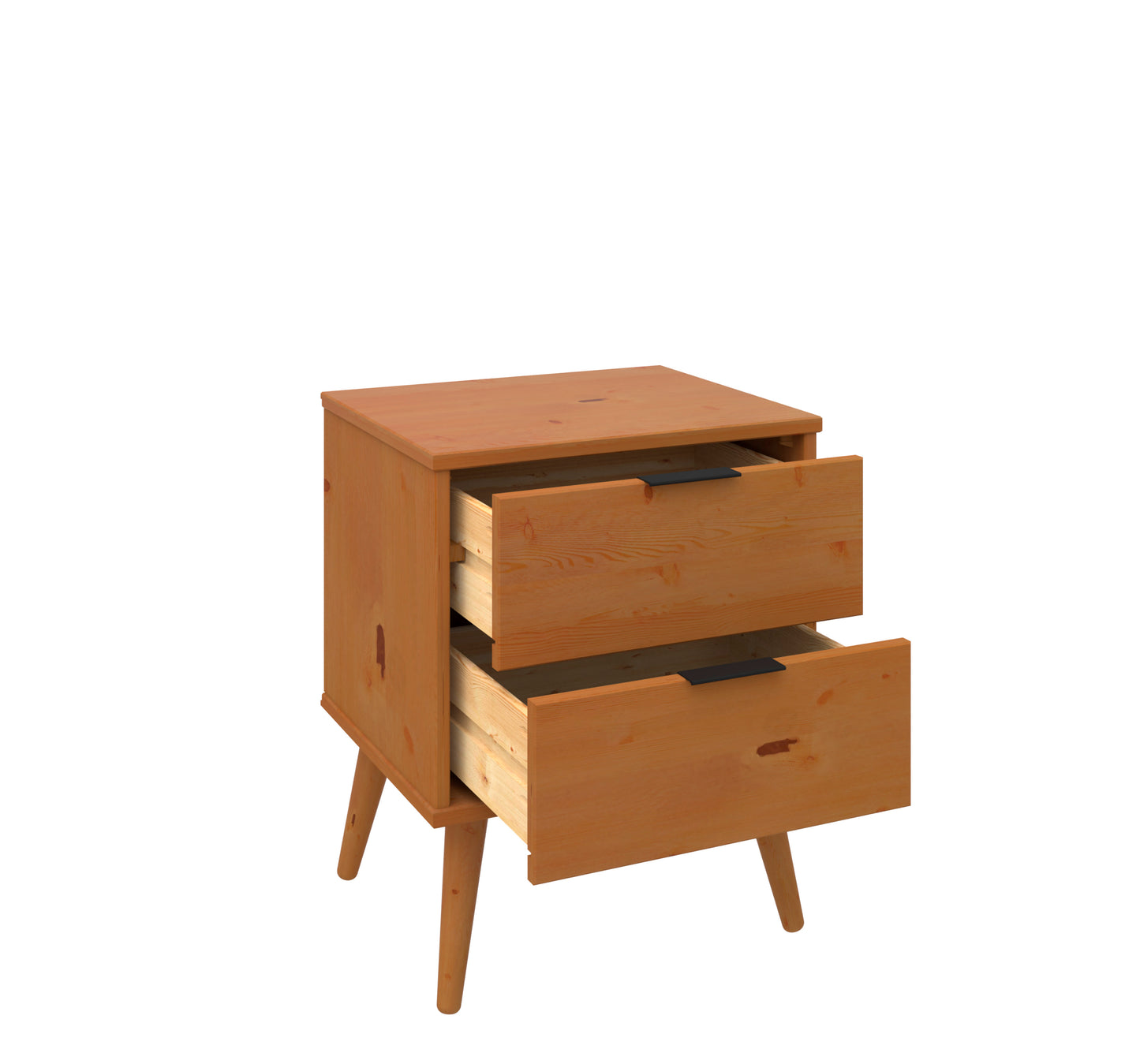 Solid Wood Nightstand – 2 Drawer Modern Bedside Table for Bedroom