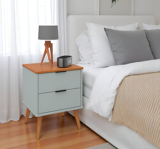Solid Wood Nightstand – 2 Drawer Modern Bedside Table for Bedroom