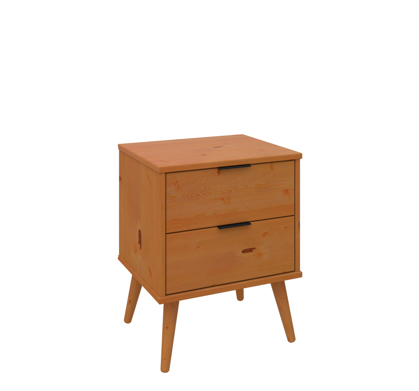 Solid Wood Nightstand – 2 Drawer Modern Bedside Table for Bedroom