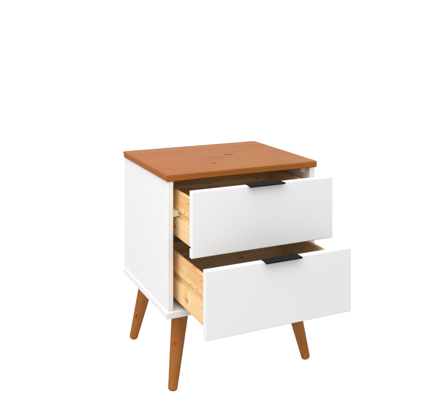 Solid Wood Nightstand – 2 Drawer Modern Bedside Table for Bedroom