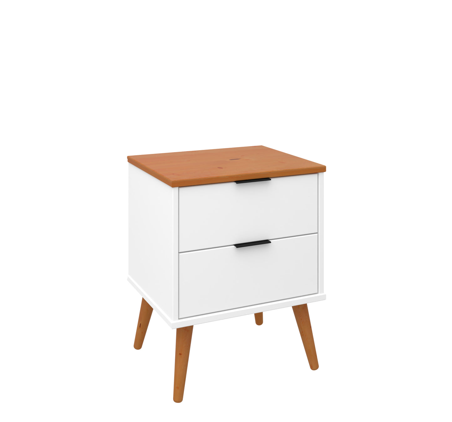 Solid Wood Nightstand – 2 Drawer Modern Bedside Table for Bedroom