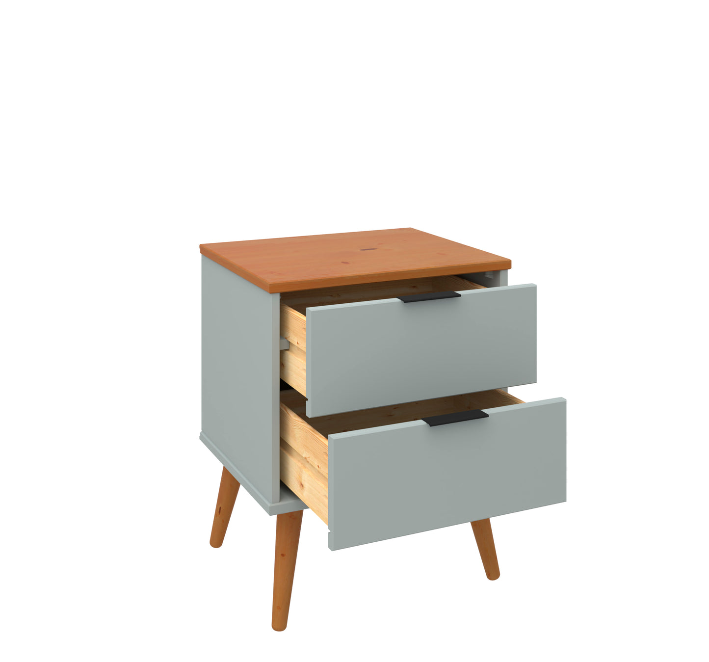 Solid Wood Nightstand – 2 Drawer Modern Bedside Table for Bedroom