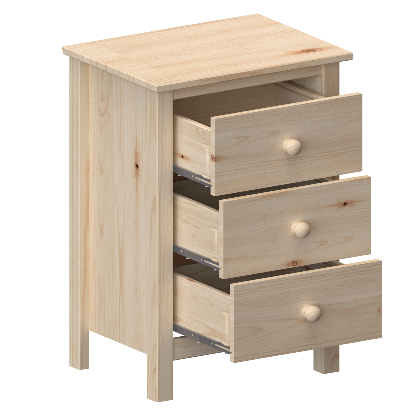 Nightstand Extra Tall 3 Drawer Solid Wood