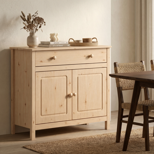 Solid Wood Sideboard, 2-Door + 1 Drawer
