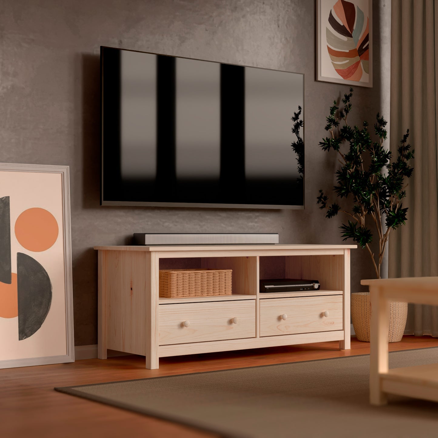 Handcrafted Solid Oak TV Stand Entertainment Center