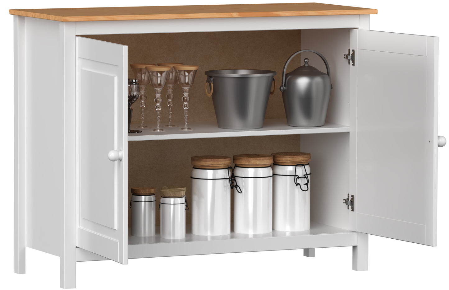 Solid Wood Sideboard Buffet Cabinet with Doors
