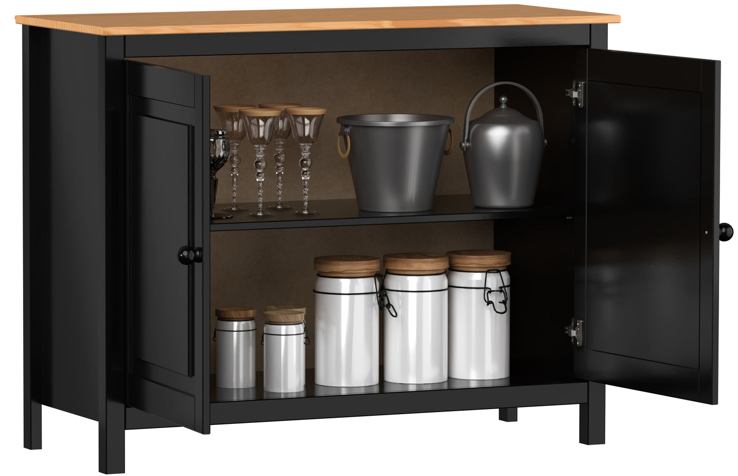 Solid Wood Sideboard Buffet Cabinet with Doors