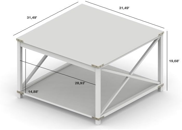 Modern Grey X-Side Square Coffee Table