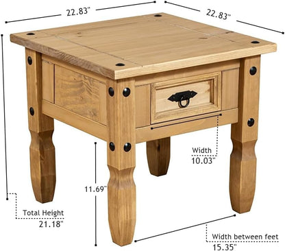 Rustic Antique Style Wood Nightstand End Table for Bedroom Living Room