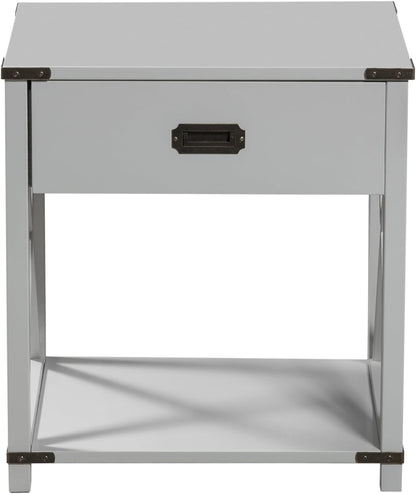 Modern Grey End Table with Storage Drawer