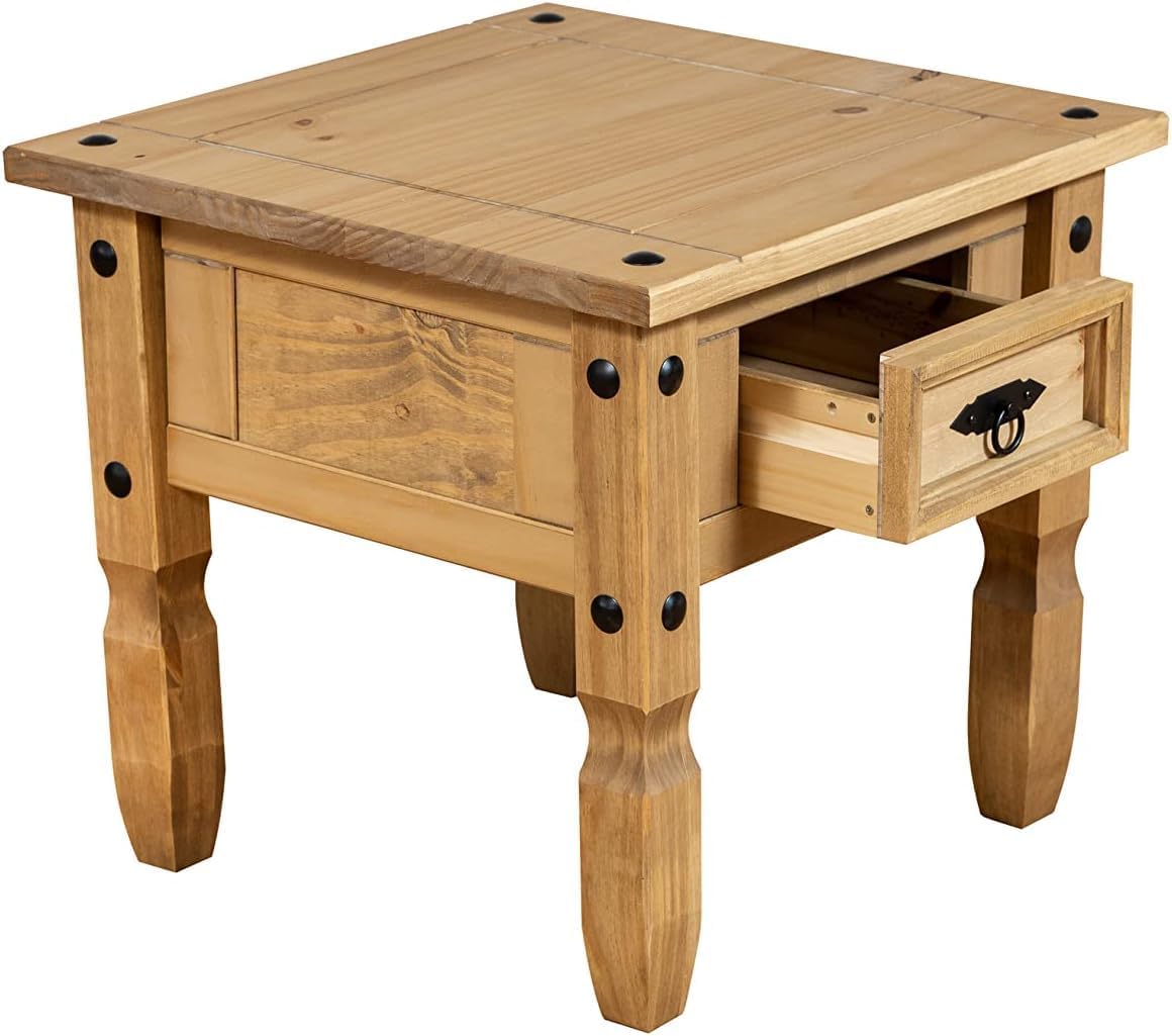Rustic Antique Style Wood Nightstand End Table for Bedroom Living Room