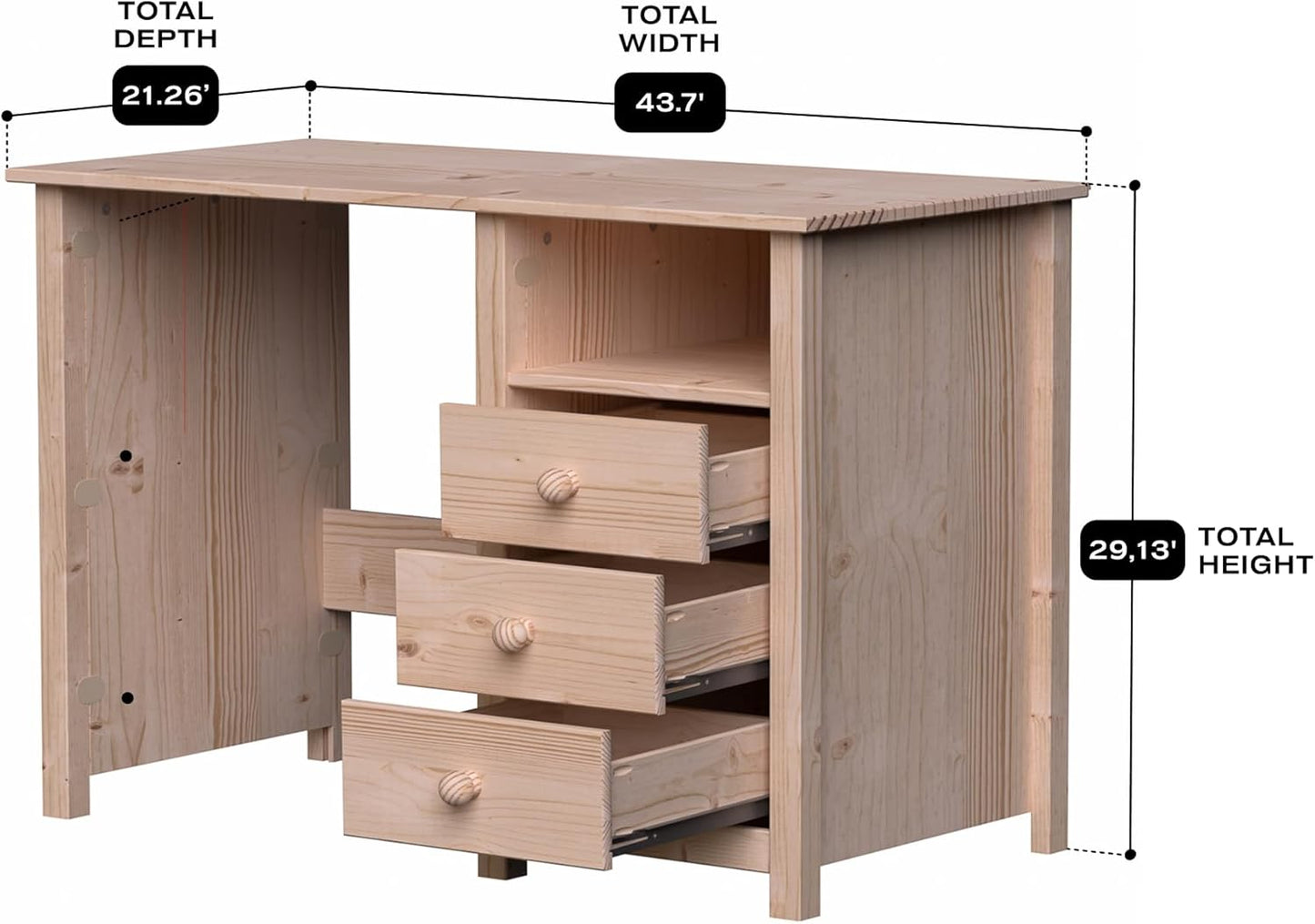 Solid Wood Desk with Drawer