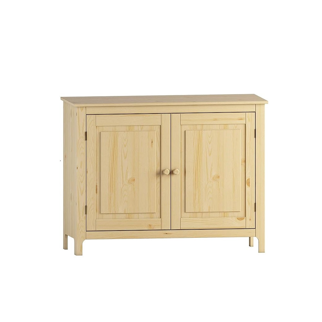Solid Wood Unfinished Door Sideboard Server Buffet Cabinet with Drawers