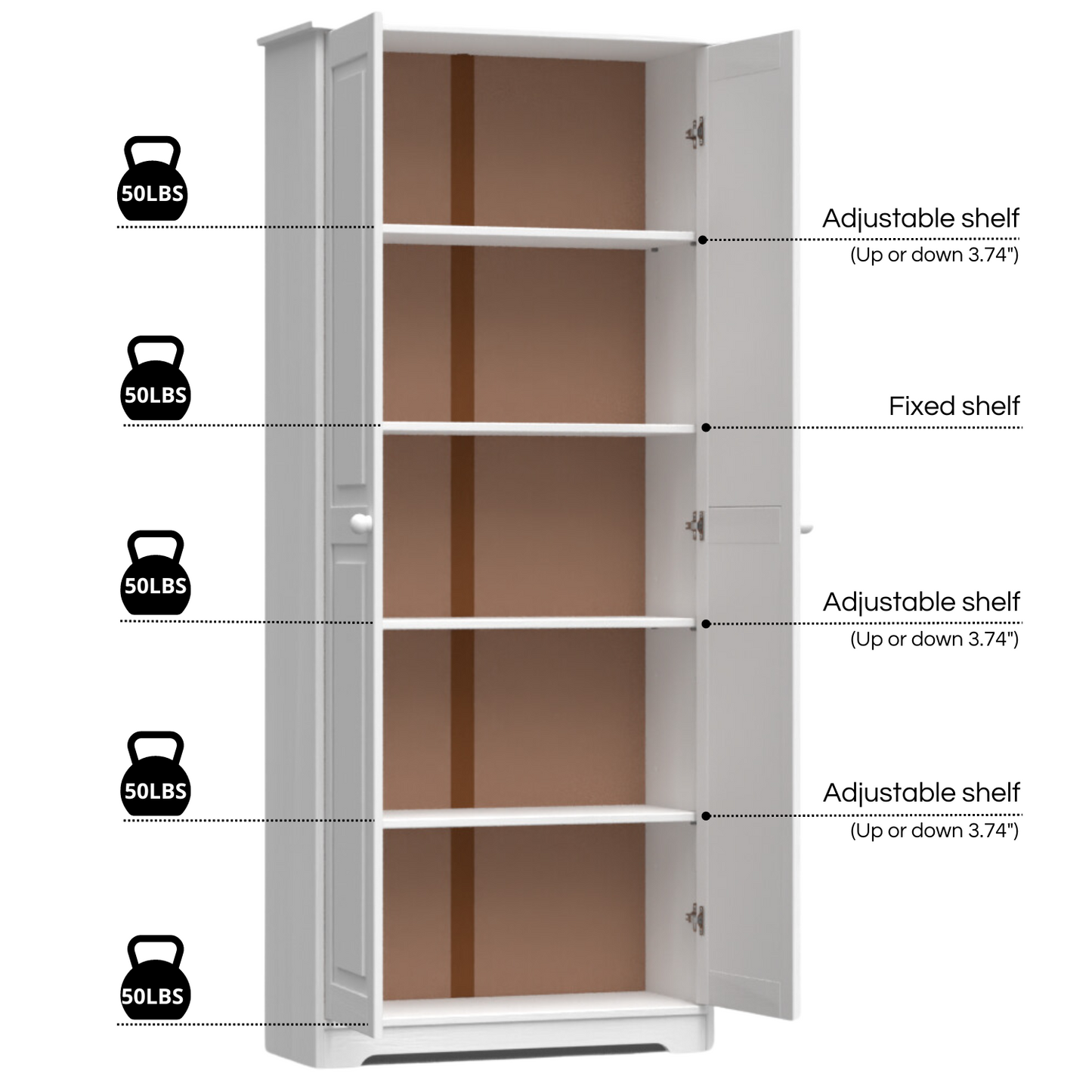 Cabinet Pantry 2 Doors Solid Wood
