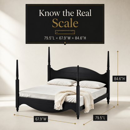 Brixton King Bed — Solid Pine Wood Four-Poster Frame