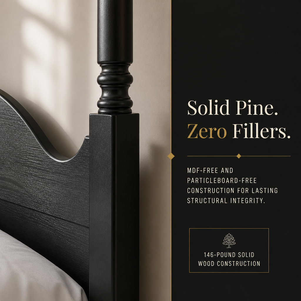 Brixton King Bed — Solid Pine Wood Four-Poster Frame