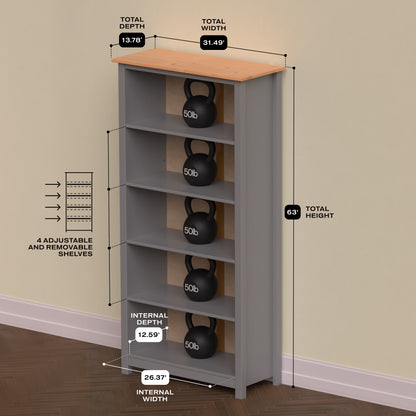 Solid Pine Wood Bookcase