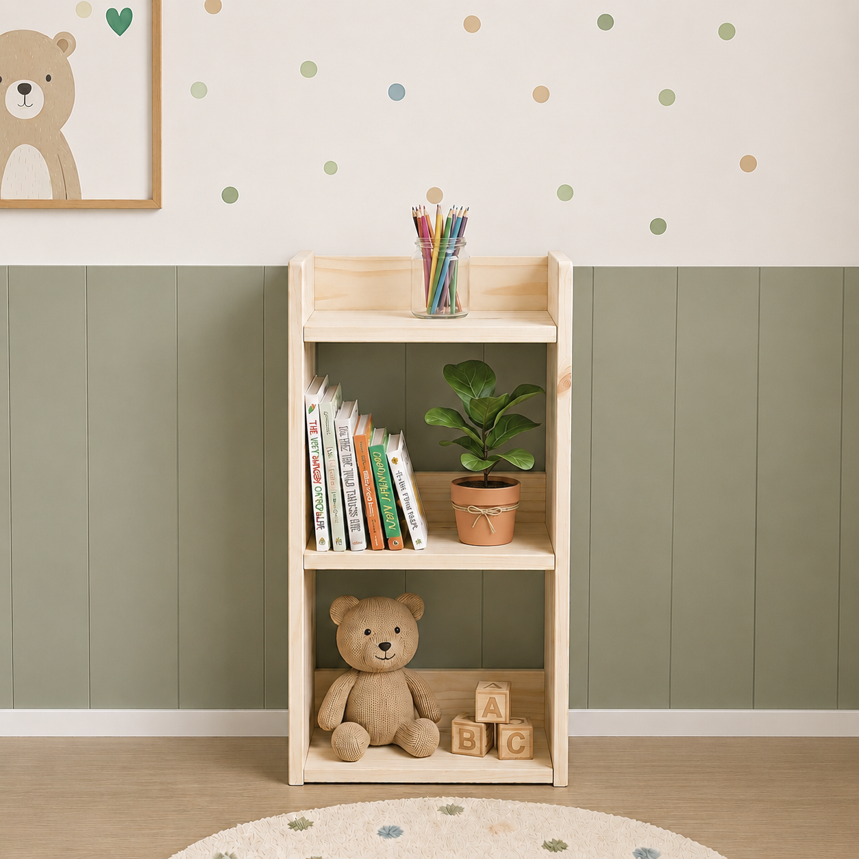 Montessori Tier Bookcase Unfinished for Kids