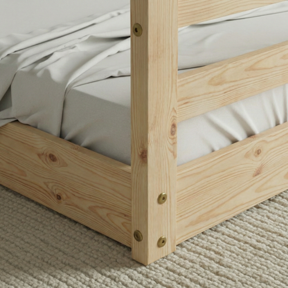 From the Tree Furniture Twin Size Floor Bed Frame, Solid Wood Montessori Bed for Toddlers & Kids