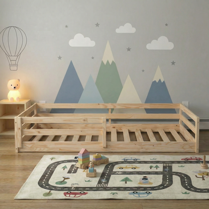 From the Tree Furniture Twin Size Floor Bed Frame, Solid Wood Montessori Bed for Toddlers & Kids