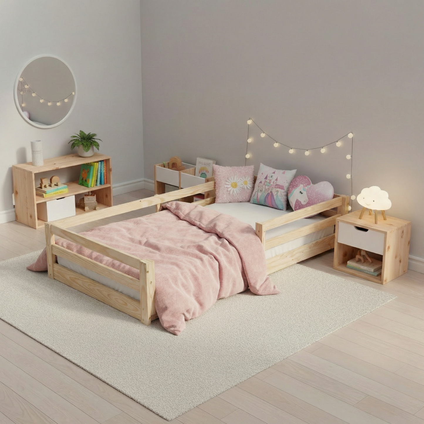 From the Tree Furniture Twin Size Floor Bed Frame, Solid Wood Montessori Bed for Toddlers & Kids