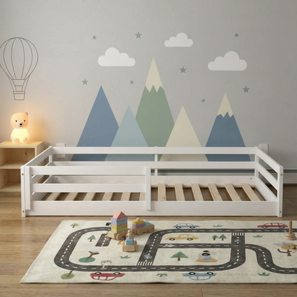 From the Tree Furniture Twin Size Floor Bed Frame, Solid Wood Montessori Bed for Toddlers & Kids